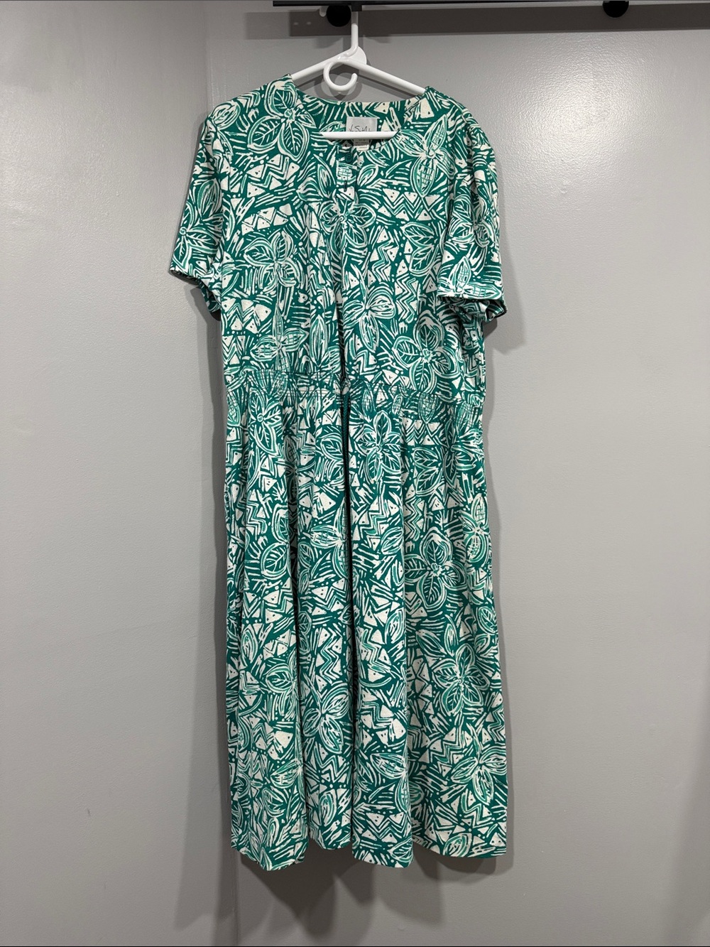 Via Sant Andrea vintage green & white floral dress